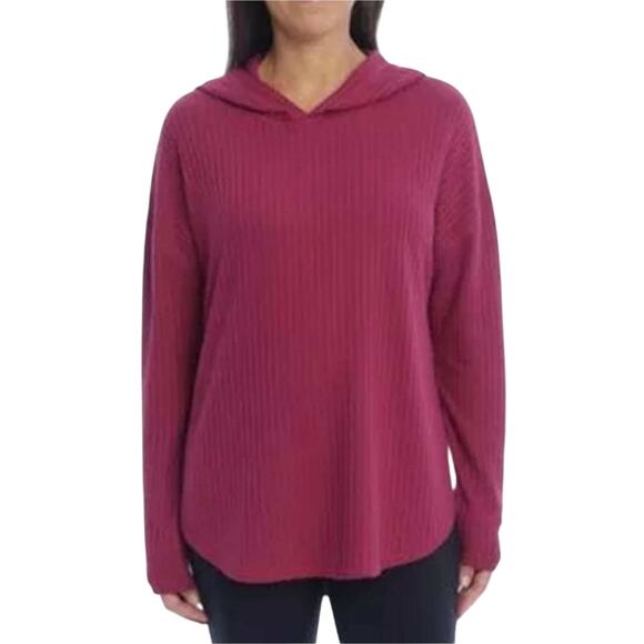 Chaser Womens Purple Drop Shoulders Waffle Hoodie Size Medium - Picture 1 of 8